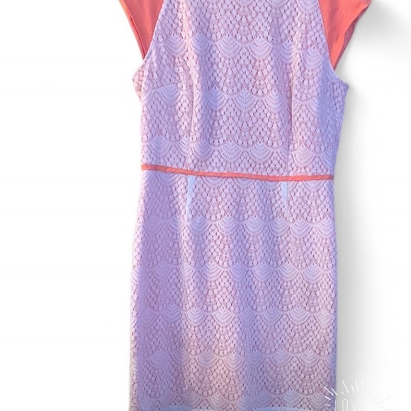 Alex Marie Dresses & Skirts - Elegant Lace Dress in Pink and Coral